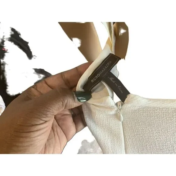 BCBGMAXAZRIA White Knee-Length Pencil Skirt Size 6 High Low - Picture 8 of 9